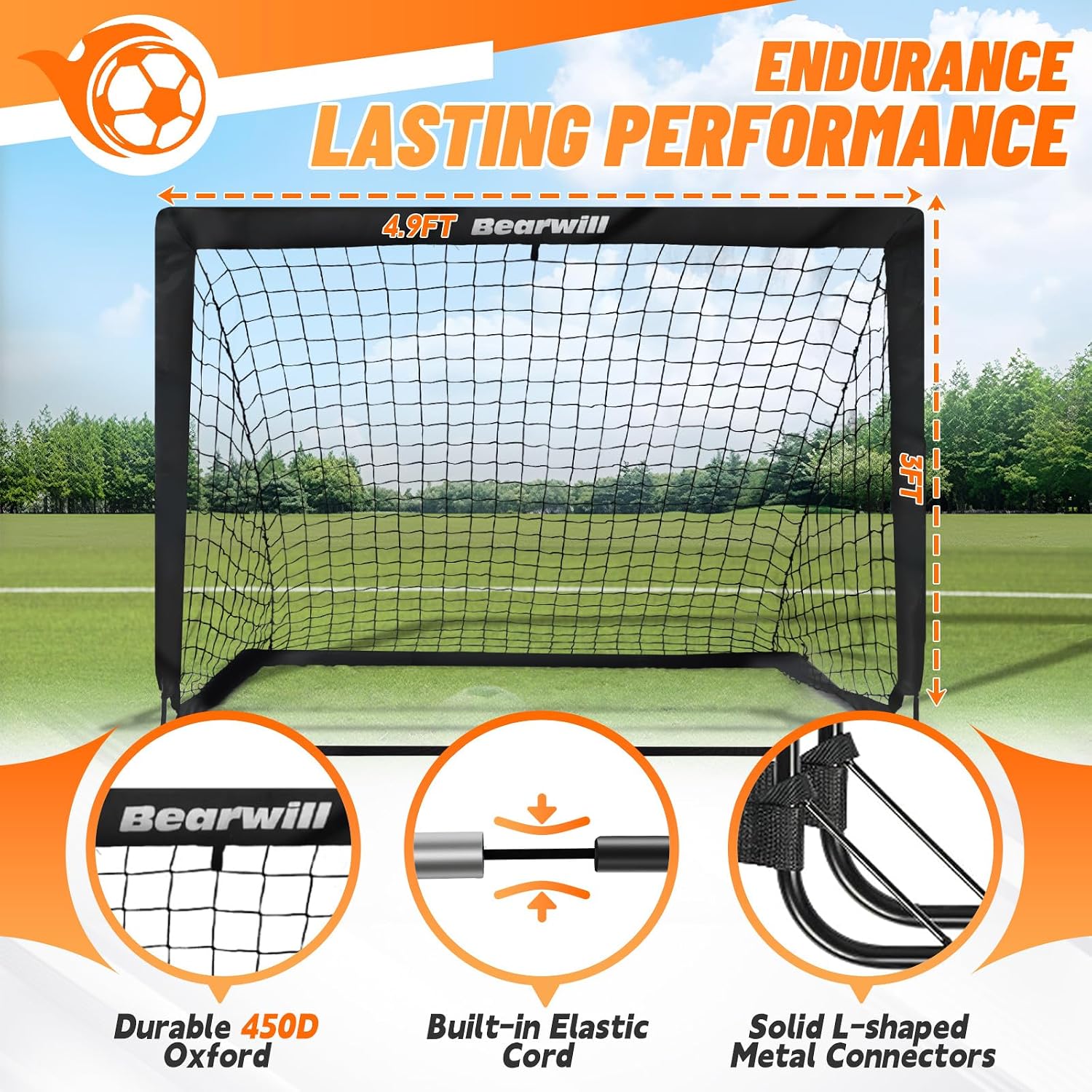Bearwill Portable Soccer Goal Set - Hình 3