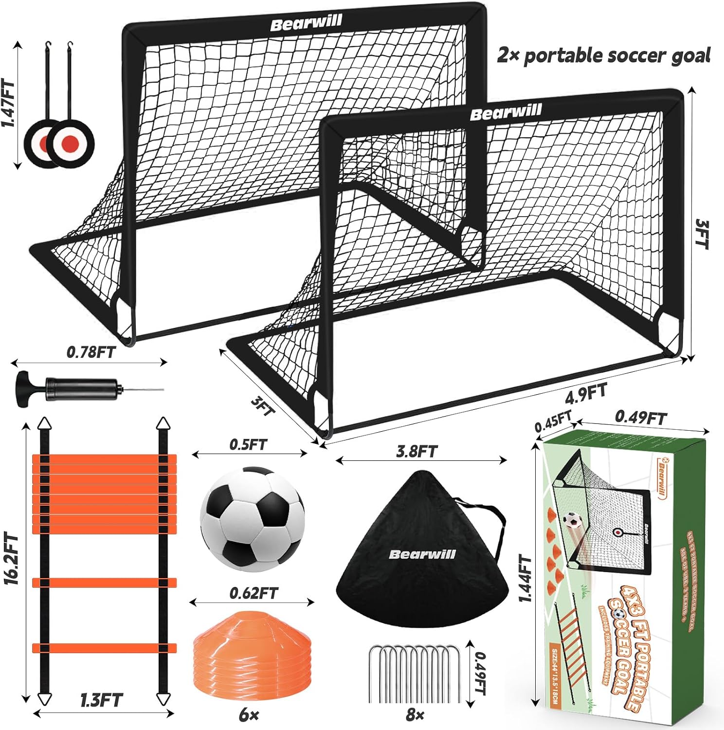 Bearwill Portable Soccer Goal Set - Hình 6