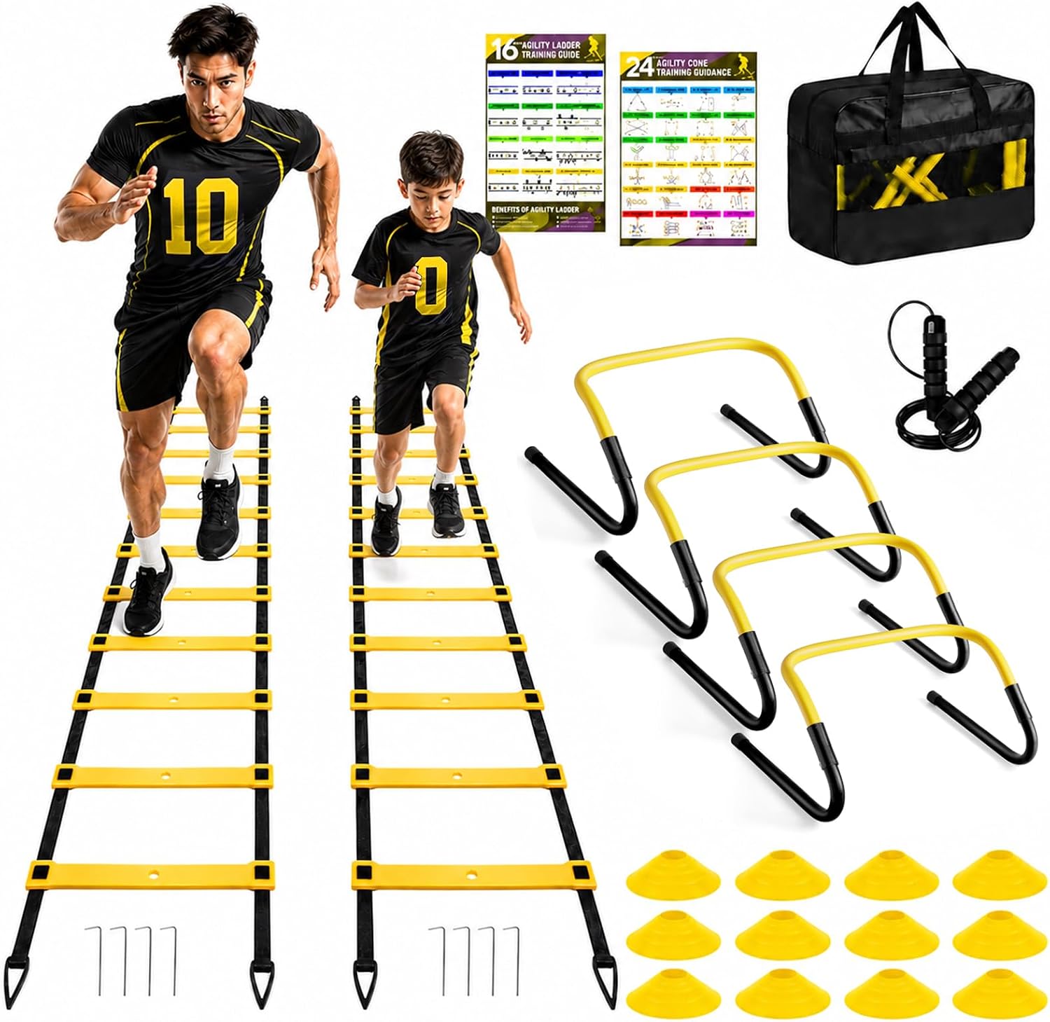 Premium Yellow Agility Ladder Set