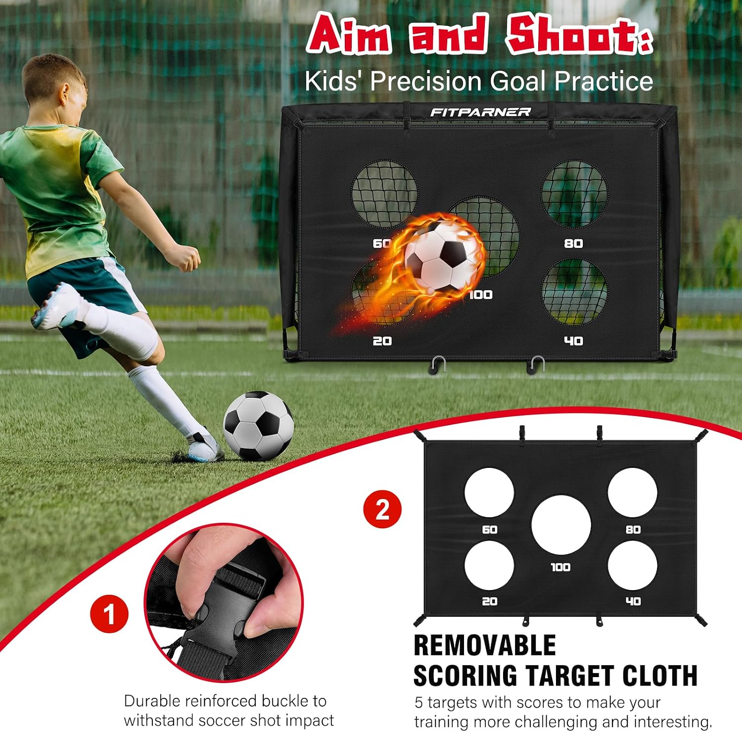 FITPARNER Portable Soccer Goal Set - Hình 3