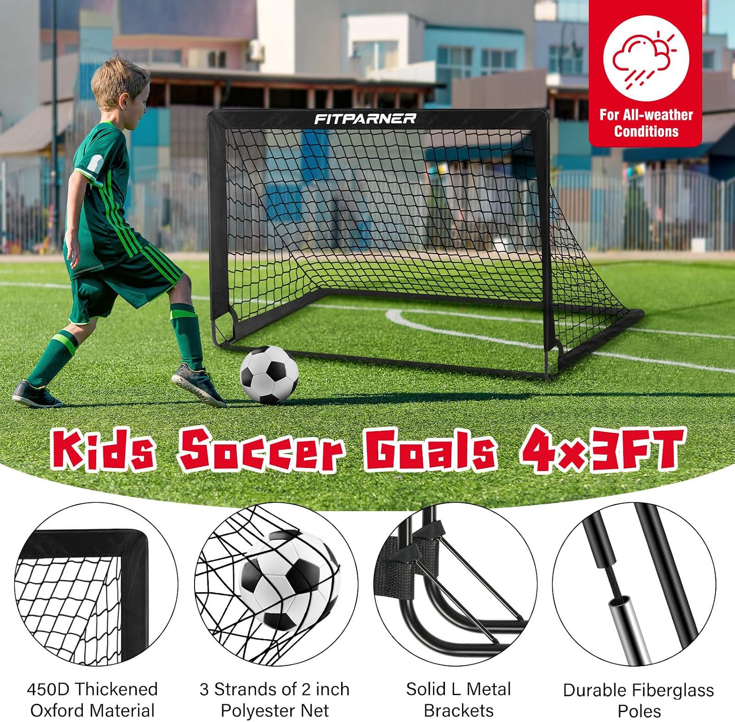 FITPARNER Portable Soccer Goal Set - Hình 4