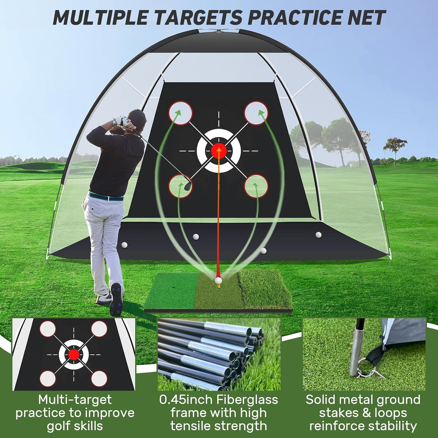 Pro Golf Hitting Net & Mat Set - Hình 2